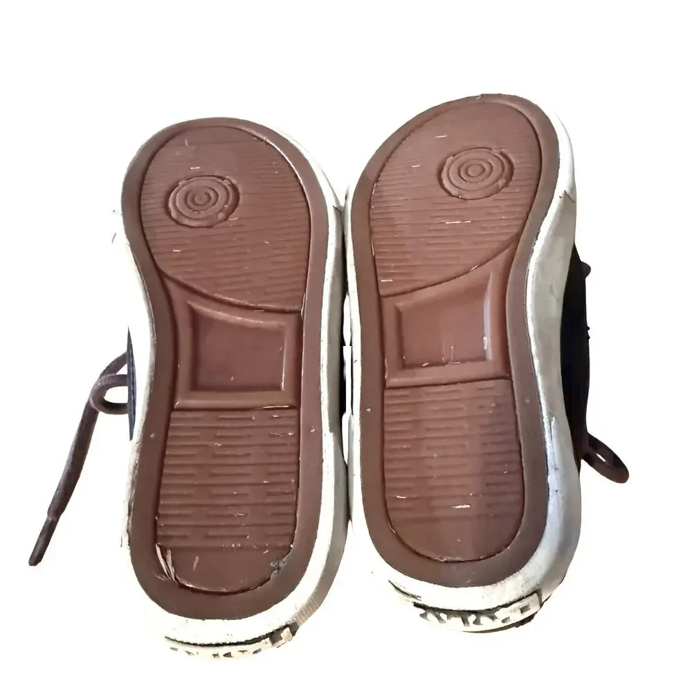 Polo Ralph Lauren Boys Leather & Canvas Dark Brown Boat Shoes Preppy Lace Up 9.5